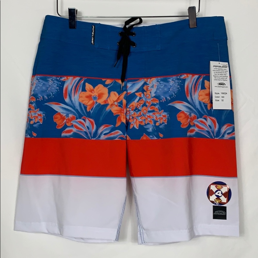 NWT Pipeline multi colored board shorts size 32